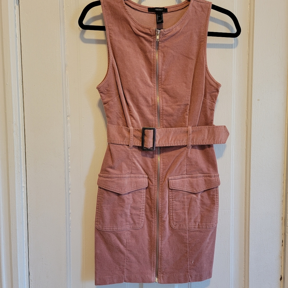 Belted suede mini dress